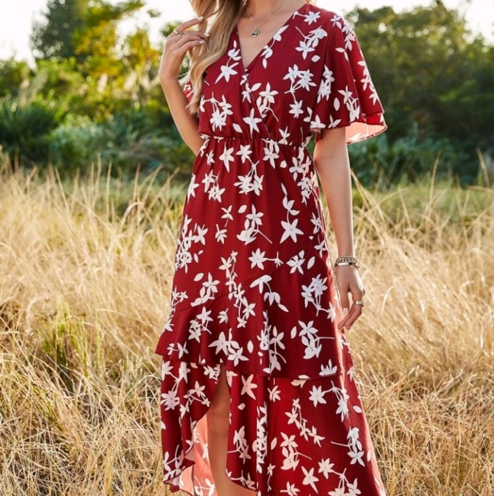 Asymmetrical Floral Dress